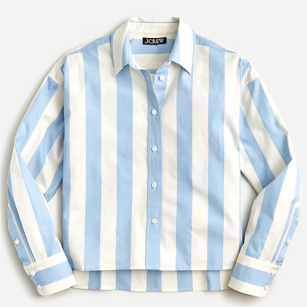 Relaxed-Fit Cropped Shirt in Barlow Stripe